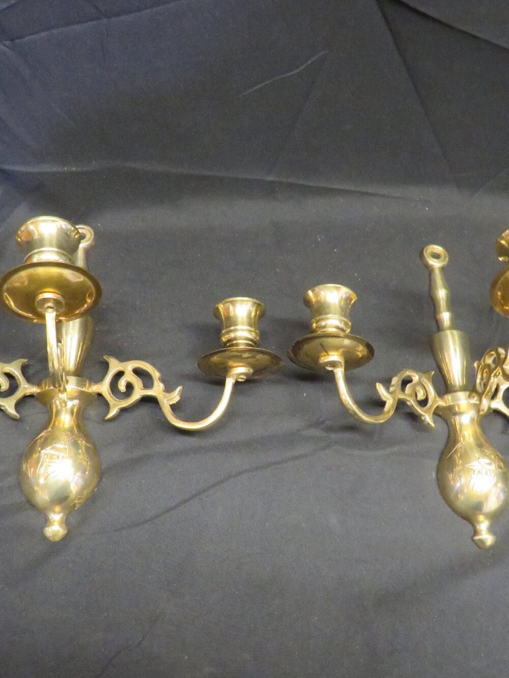 Lot of 2 Vtg Brass 3 Arm Wall Candle Sconces